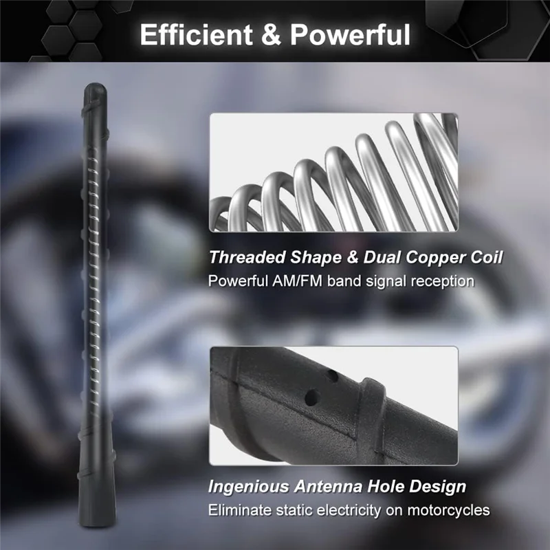 USEFUL Motorcycle Short Antenna-2 Pack 7 Inchs Antenna for Davidson Trike Touring Glide Ultra for FM/AM Reception