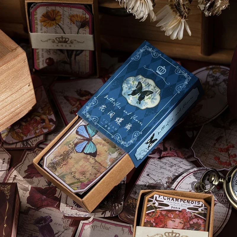 

60sheetRetro архитектурные наклейки, ярлык с растениями, листьями, бабочкой, девушкой, цветочками, фотоальбом, ярлык