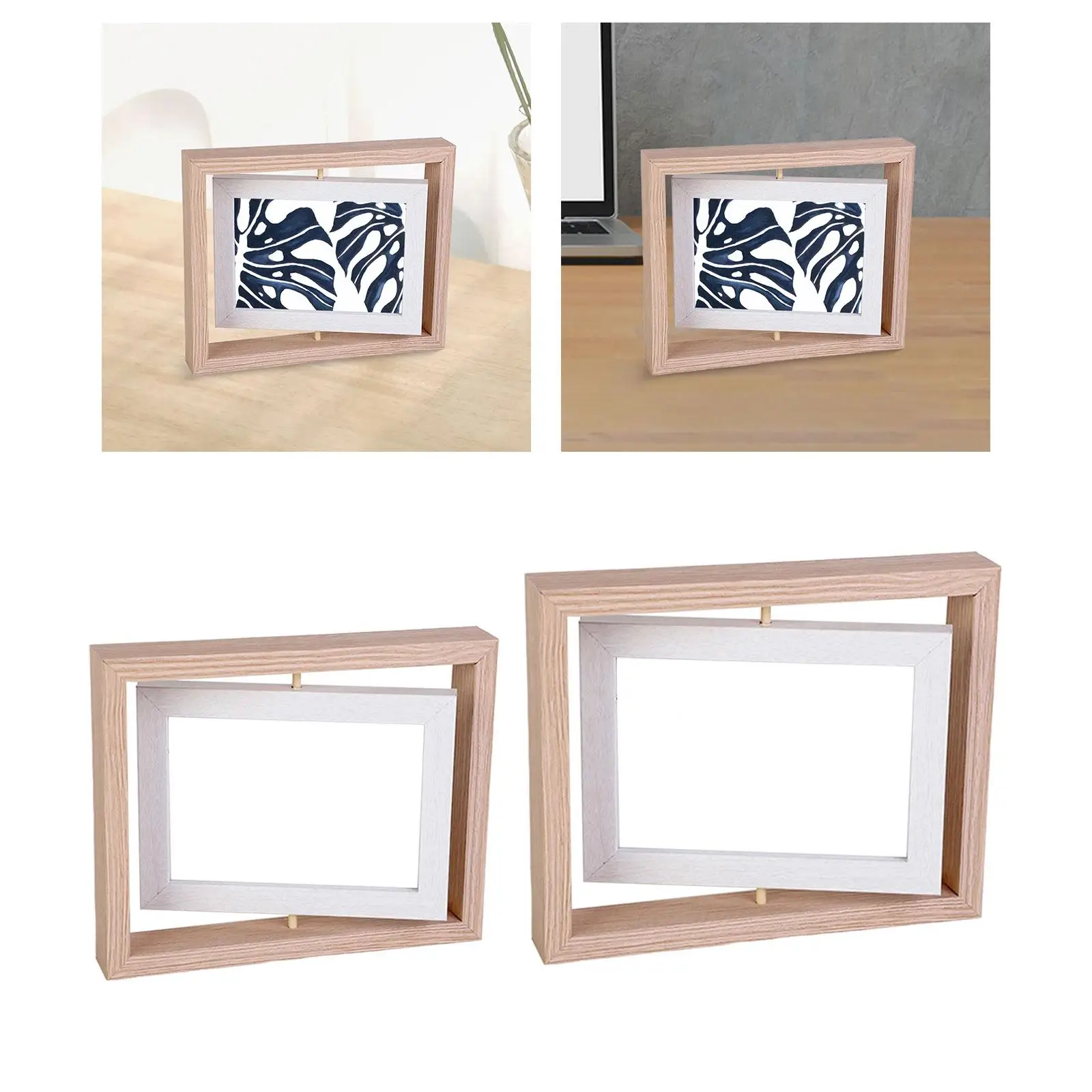 Rotating Picture Frame for Home Decor Easy to Install Clear DIY Double Sided Photo Frame for Weddings Office Table Aunt Grandma