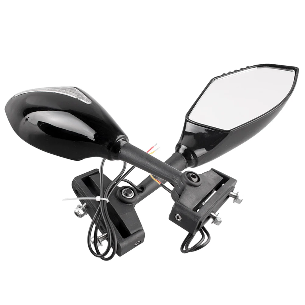 

Зеркало заднего вида для мотоцикла, 1 пара, светодиодные индикаторы влево и вправо для Honda Kawasaki Suzuki Yamaha всех уличных велосипедов