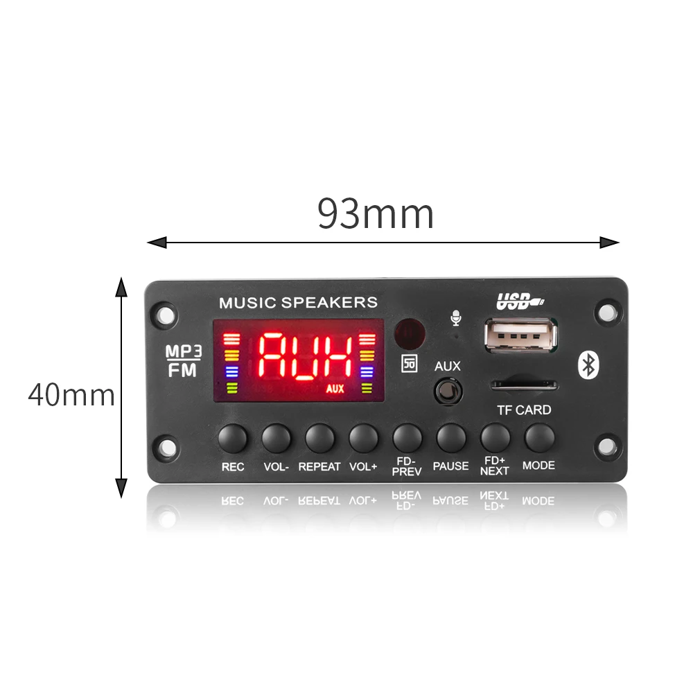 Color Screen 12V Decoder Board Bluetooth5.0 Car MP3 Player USB Recording Module Support FM AUX call Recorder Folder switching