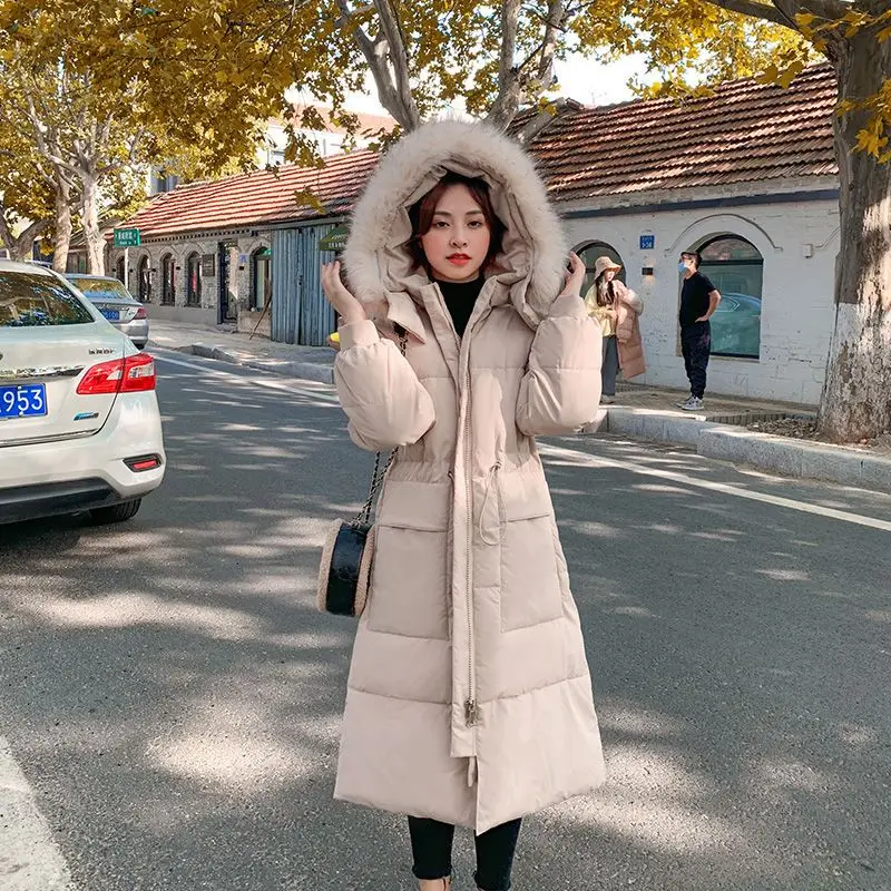 

2023 New Large Size Style Added Cashmere Thick Pie To Overcome Women Long Autumn Winter Coat Waist Cotton-padded Jacket Woman