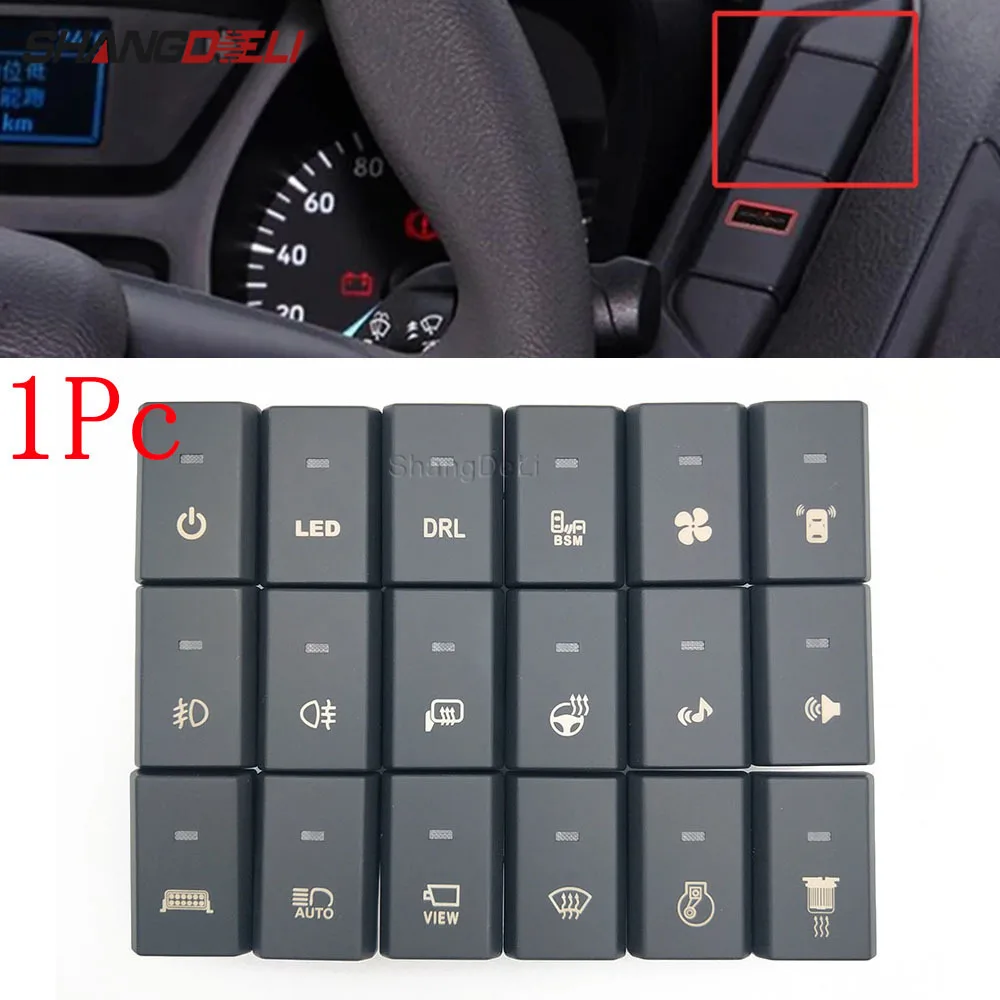 Blue LED Light Bar Switch Button with Radar and Camera Controls