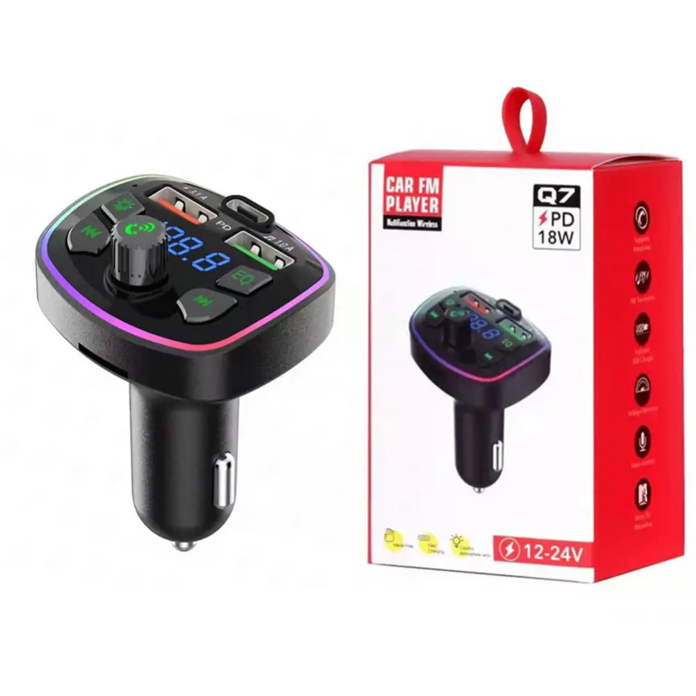 Ooze Frontier bjærgning Q7 Fm Transmitter Car Bluetooth Mp3 Audio Player Wireless Handsfree Car Kit  With 20w Pd Type-c Fast Dual Usb Charger - Wireless Adapter - AliExpress