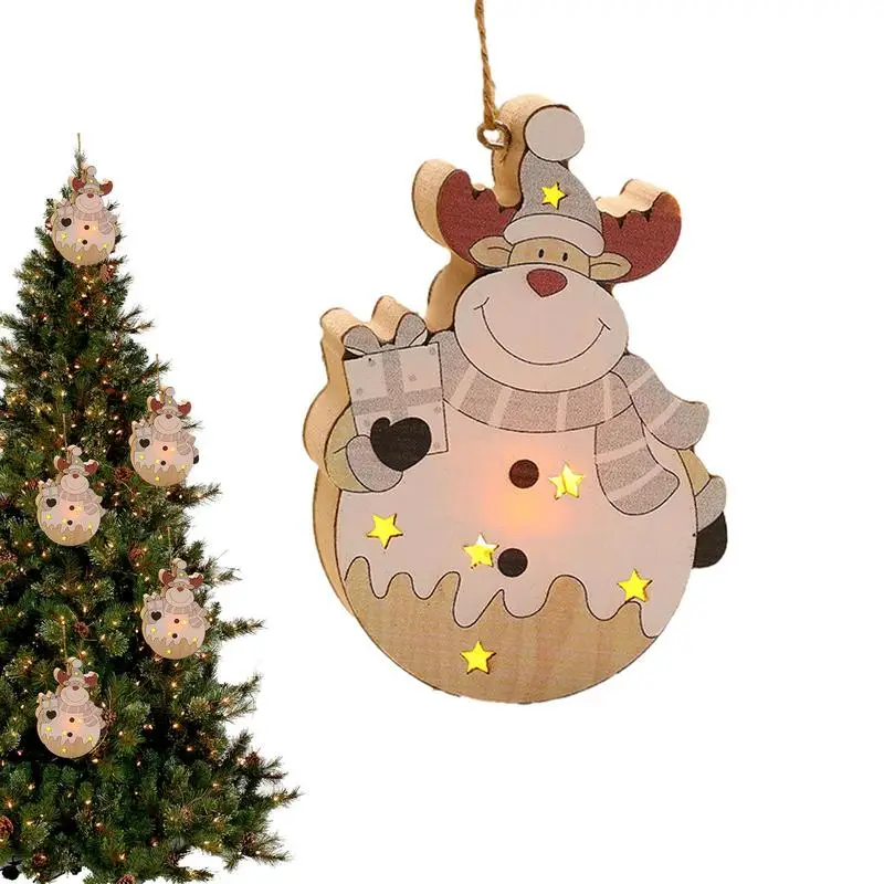 

Wood Tree Ornament With Lights Glowing And Lovely Tree Decors For Christmas Seasonal Decors For Wall Window Christmas Tree Door