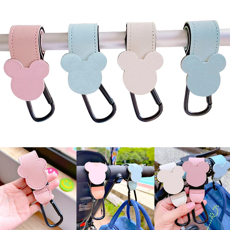 

New Cartoon PU Leather Baby Bag Stroller Hook Rotatable Cart Organizer Pram Hook Pram Rotate 360 Degree Stroller Accessories