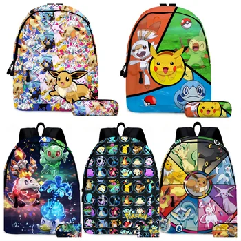POKEMON 2 Pz/set Zaino Stampe 3D Zaino per Adolescenti Ragazze Ragazzi Carino Pikachu Viaggio Bagpack Borse da Scuola per Bambini 1