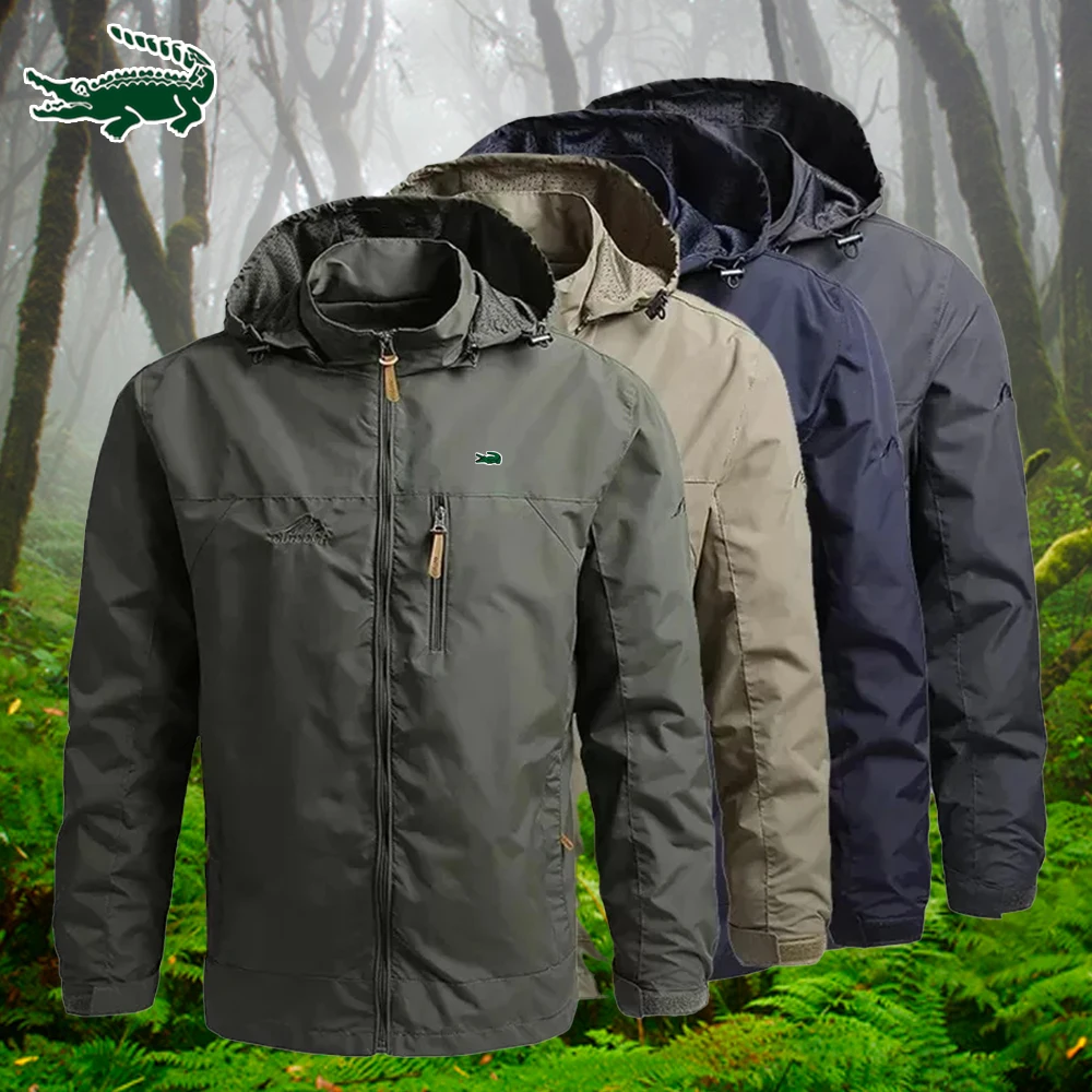 

Brand Spring/Autumn Outdoor Coat Hiking Outdoors High Quality Men Stormsuit Zipper Embroidery Hooded Coat Rainproof Sports Jacke