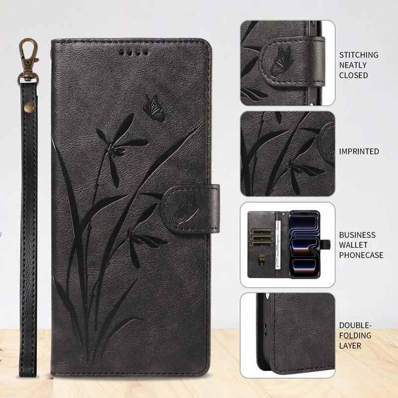 Elegant Leather Wallet Flip Phone Case with Card Holder