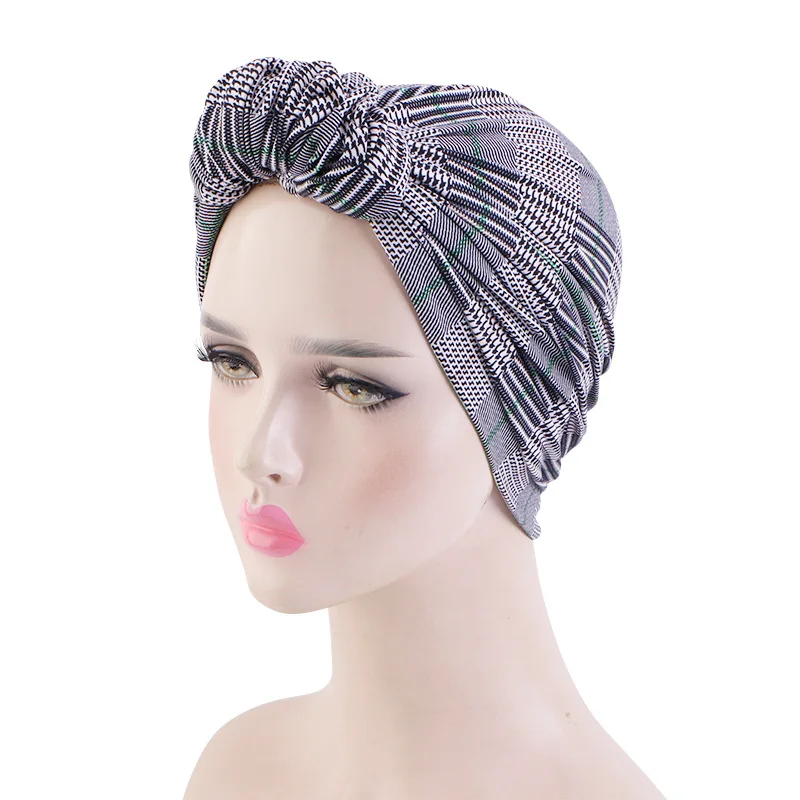 

New print Horns Turban Cap Top Knotted Hijab Hair Scarf Seasons Twisted Headscarf Hat Bonnet Chemo Hats African Women 2022 Basic