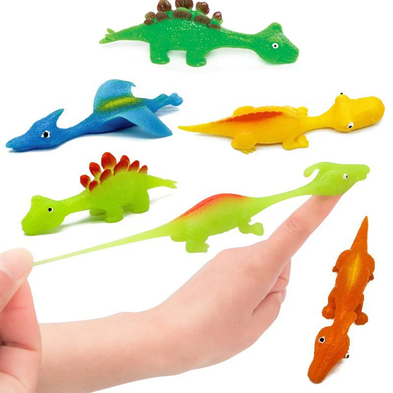 5/10pcs Mini Dinosaur Slingshot Toy Kids Children Creative Cartoon Animals Finger Games Stress Relief Shooting Playing Favors 4