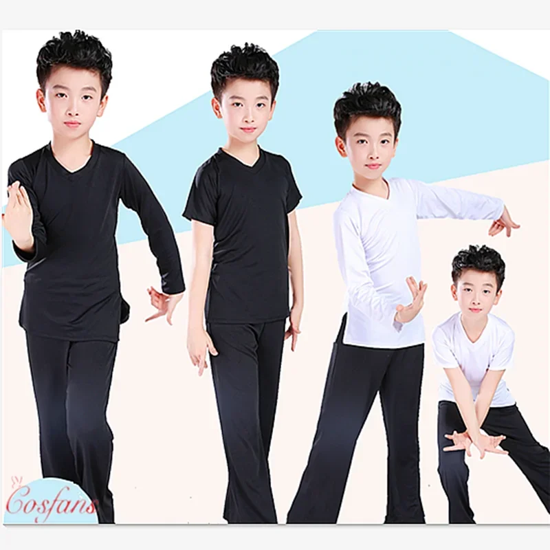 

Boy Latin Dancewear Latin Dance Exercise clothes Ruffly Ballroom Stage Modern Boys Latin Dance training Clothes Shirt pants sets