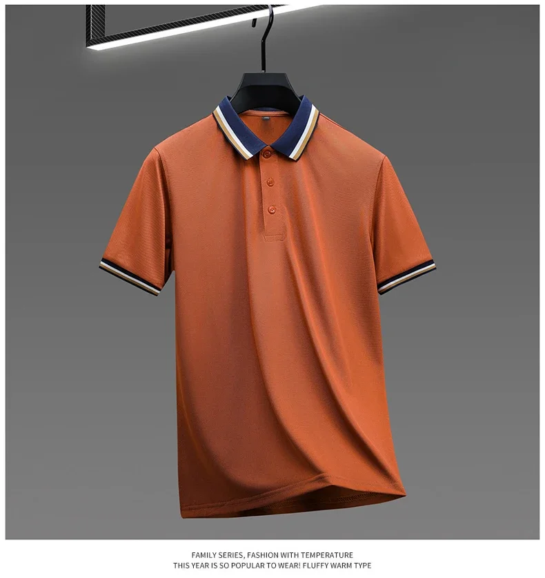 2025 Fashionable Men's Short Sleeved Polo Shirt with Summer Collar and Striped Design, Boutique Top, Casual Business T-shirt 20 S3d44234f0ad3441d93b5a03a0a745cc4e