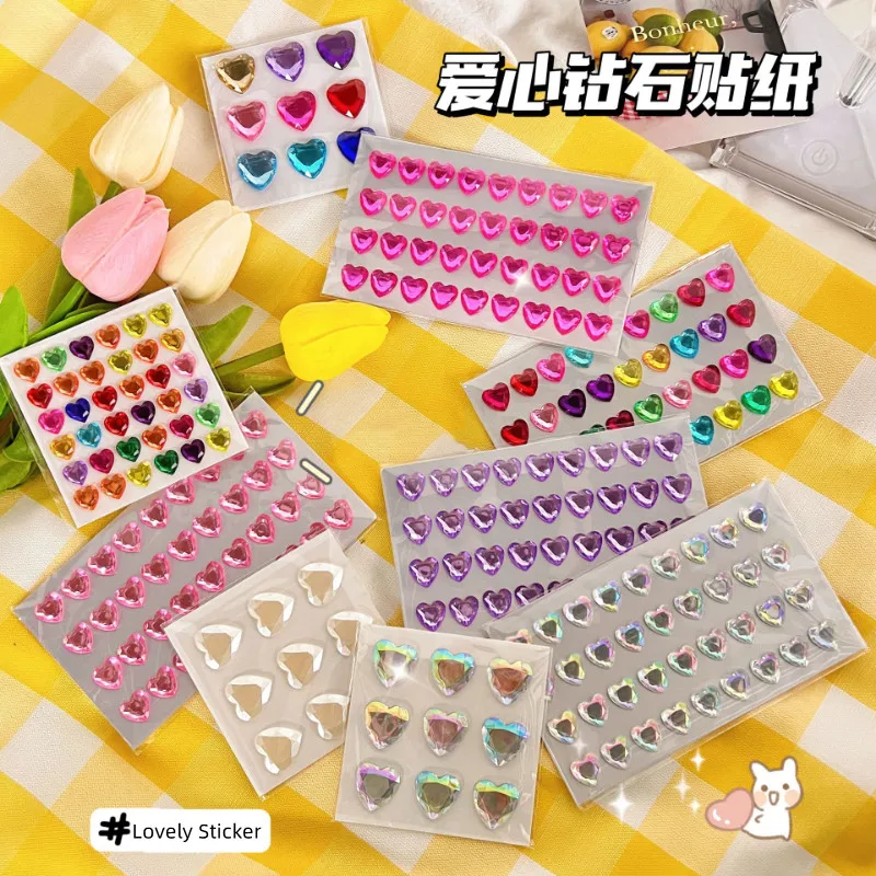 3D Crystal Heart Shining Stickers for DIY Crafts and Journaling
