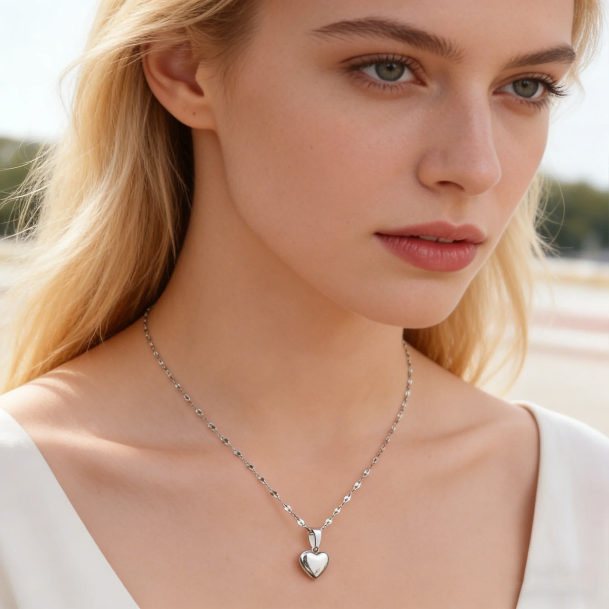 Vergoldete Herzanhänger-Halskette für Damen, Wasserfeste Edelstahl-Halskette, Minimalistischer Modeschmuck – Detail 3