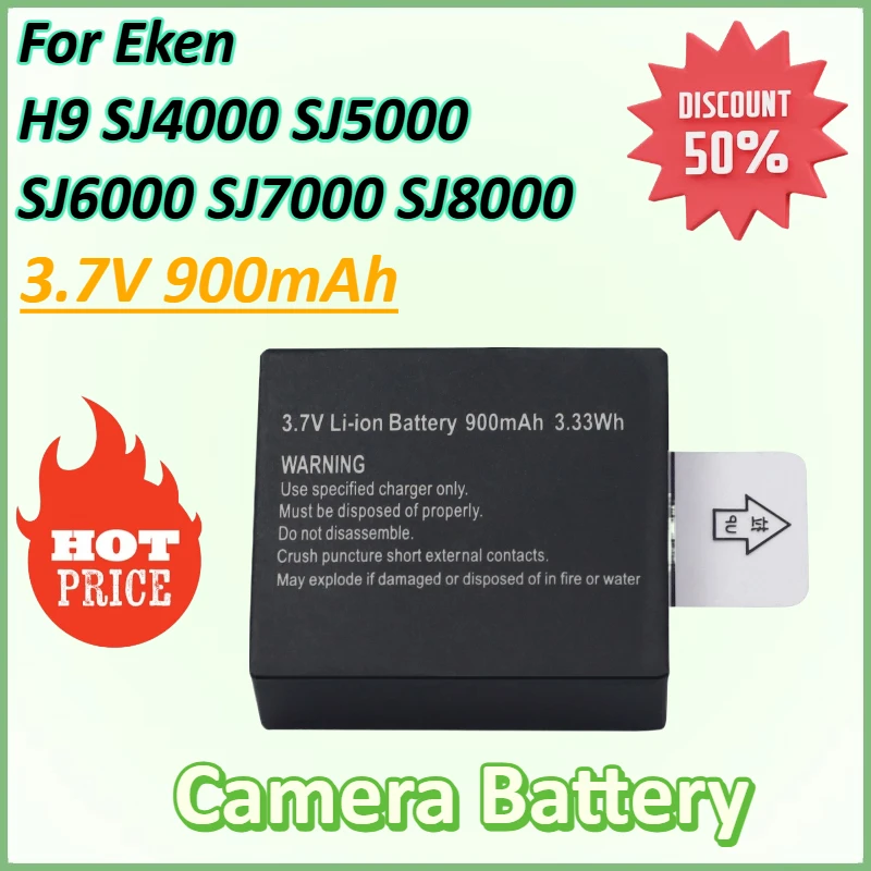 Batterie Li-ion 900mAh pour Eken H9 SJ4000 SJ5000 SJ6000 SJ7000
