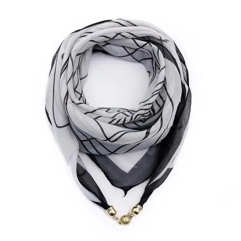Fashion Magnetic Buckle Scarf Women Simple Versatile For Daily Use Scarves Autumn And Winter Square Scarf Neck Protection