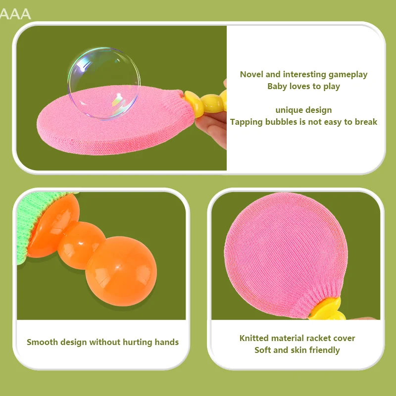 Soap Bubble Ping Pong Racket Kids Sports Intertainment Toys Parent-child Interaction Table Tennis Bubble Racket Game 2Pcs
