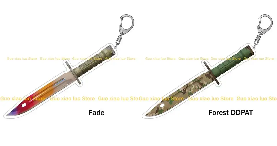 GuoXiaoLuo CS GO Spiel Waffe Bajonetthäute Gamma Doppler Slaughter Boreal Forest Case Gehärtetes Acryl Schlüsselanhänger Taschenanhänger Geschenk – Detail 7