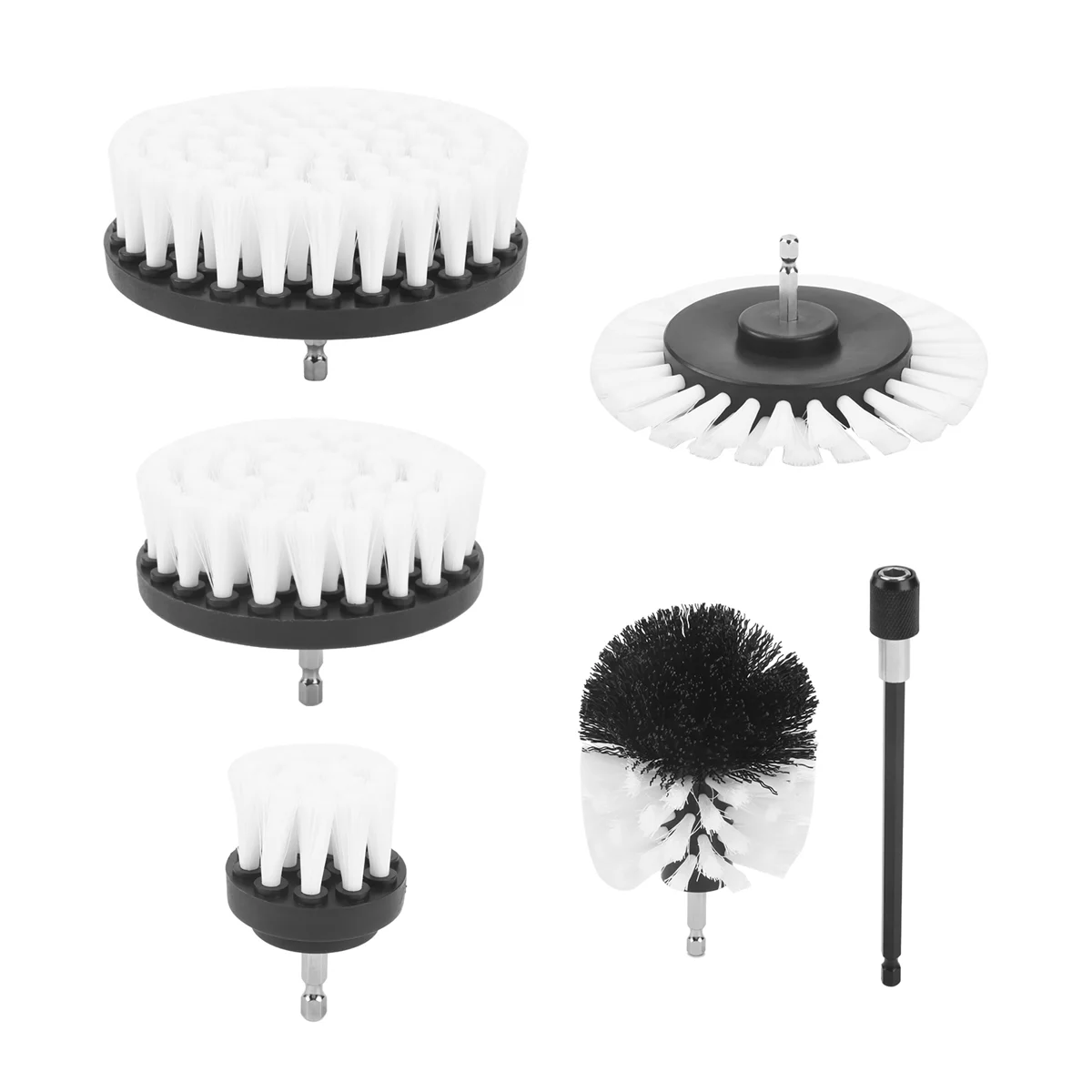 

6 Pieces Drill Cleaning Brush, Brush for Drill Car Tile Carpet Bathtub Kitchen Toilet White Electric Rotary Drill Brush