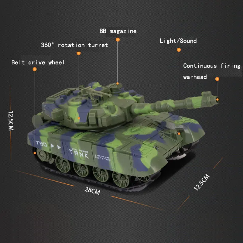 RC Battle Tank Shoot BB Bullets Remote Control Shooting Tank USB Charge With LED Sound Military War Game Electronic Car Boy Gift 5