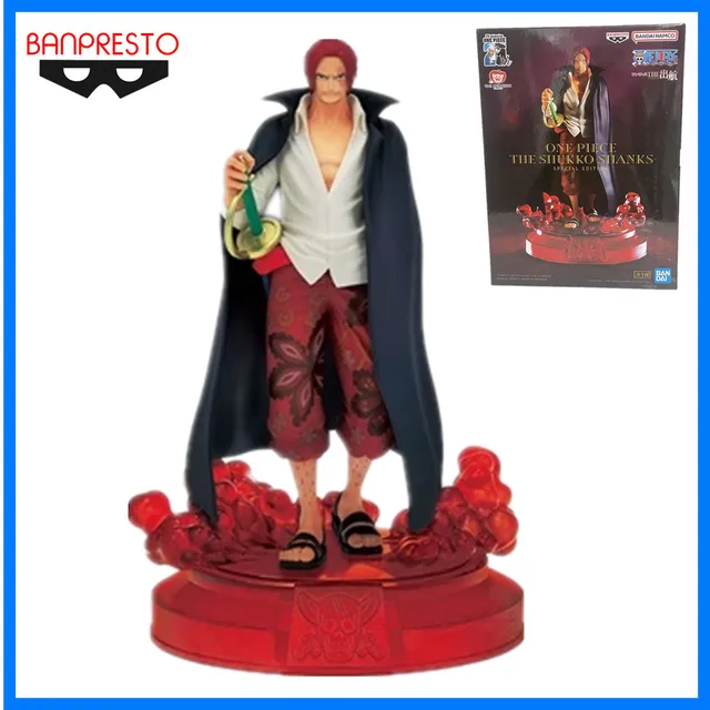Bandai-Figurine Anime One Piece, Shanks, Cheveux Rouges, Figurine d'Action Banpresto, Modèle en PVC, Collection de Jouets, Butter, Original, 16cm 1