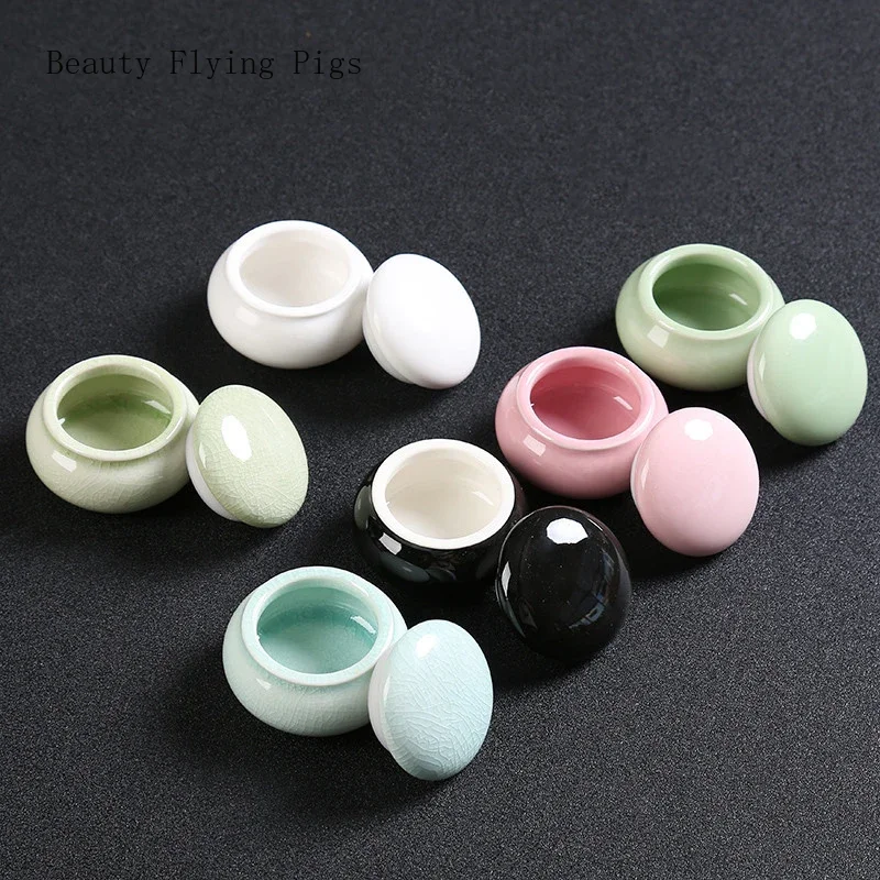 4pcs/lot ceramic mini tea cans sealed cans of fragrant powder ceramic pill pearl powder portable travel storage tank