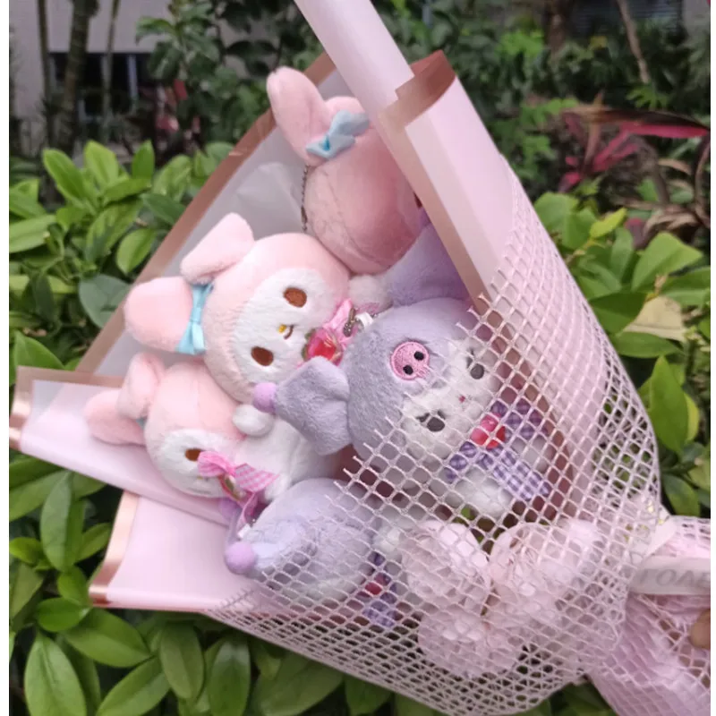 

Цветочный букет Sanrio Kawaii Kuromi Meredith, букет для щенков, аниме Sanrio, игрушка, подарок на день рождения, Подарочная открытка