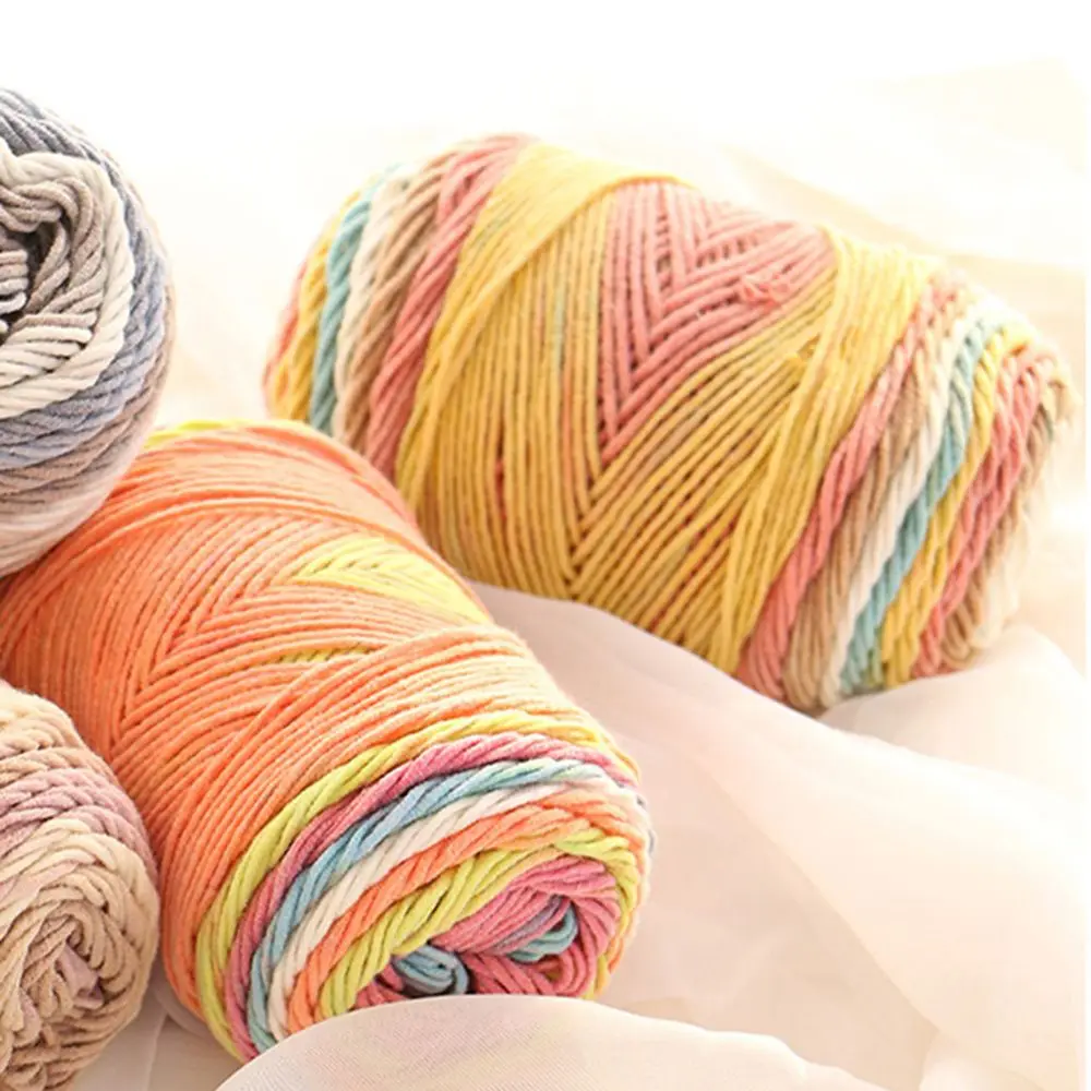 100gramsRainbowColorHandwovenCottonYarnSoftCrochetThickYarn