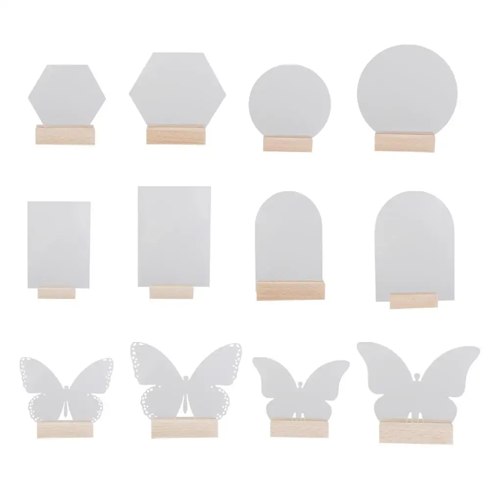 Acrylic Table Sign Holder With Wooden Base Clear Wedding Table Sign Number Place Card Display Stand For Restaurant Hotel