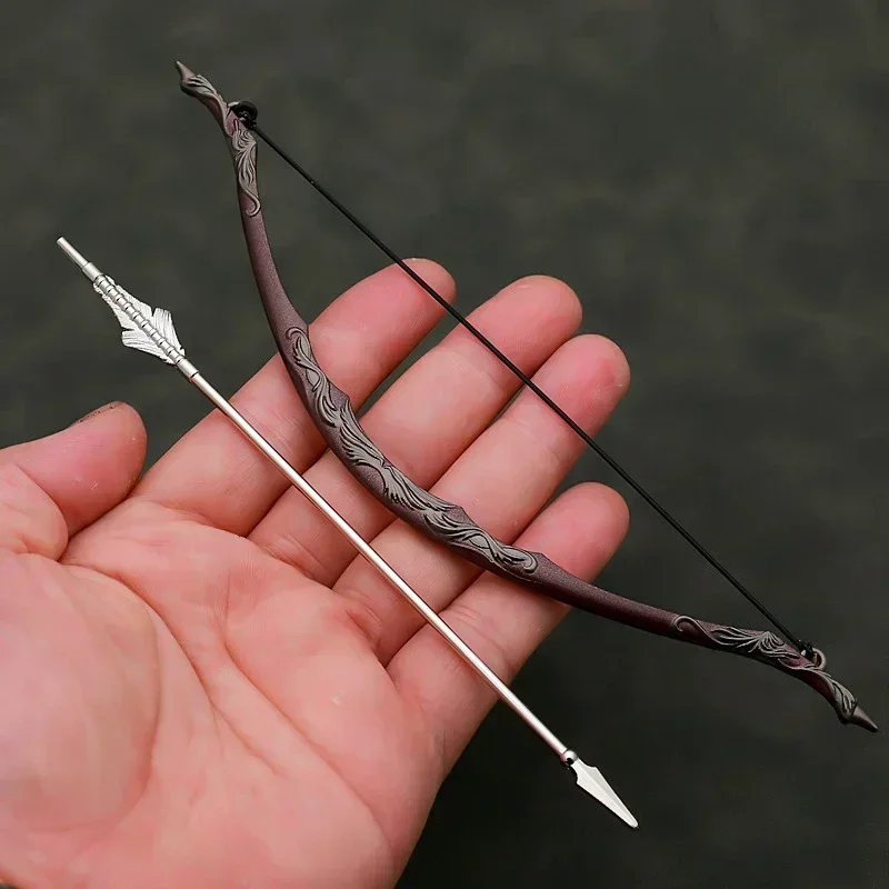 Movies Weapon The Prince of Elves Bow and Arrow Weapon Model 18cm Metal Aluminum Pendant Accessories Keychain Gift Toys for Boys 5