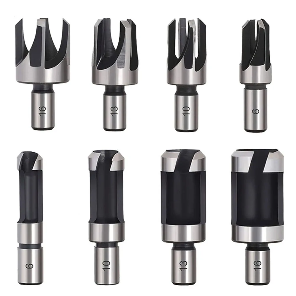 

4/8pcs Wood Plug Cutter Cutting Tool Drill Bit Set Straight And Tapered Taper Chamfering Tools Woodworking Cork Drill Bit Tools