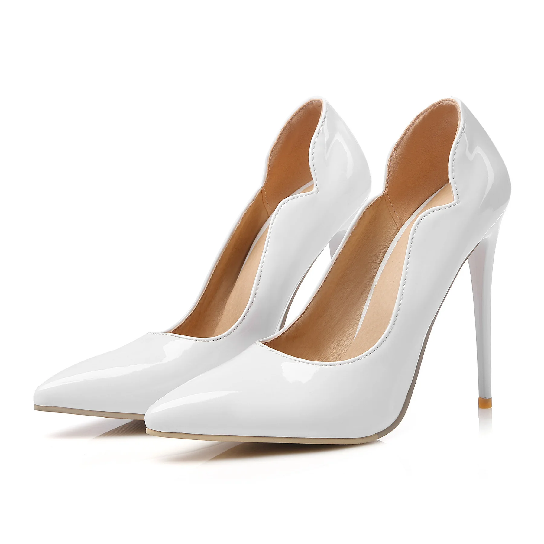 Patent Leather Women Pumps Stilettos Heeled Slip On Shoes For Party 2024 Autumn Spring Pointed Toe Shallow Mouth Slides Shoes