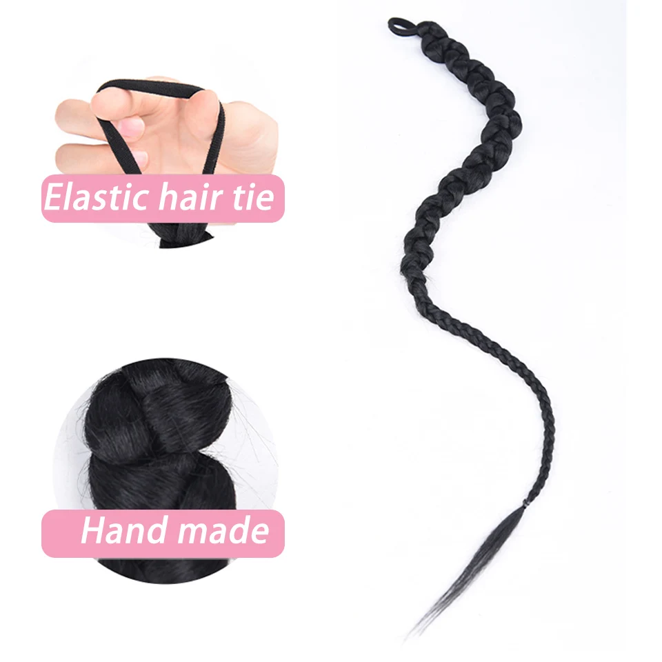 BEAUTYCODE Synthetic Ponytail Elastic Band Braided Twist Braid Hair Extension Black Brown Various Styles for Ladies and Children