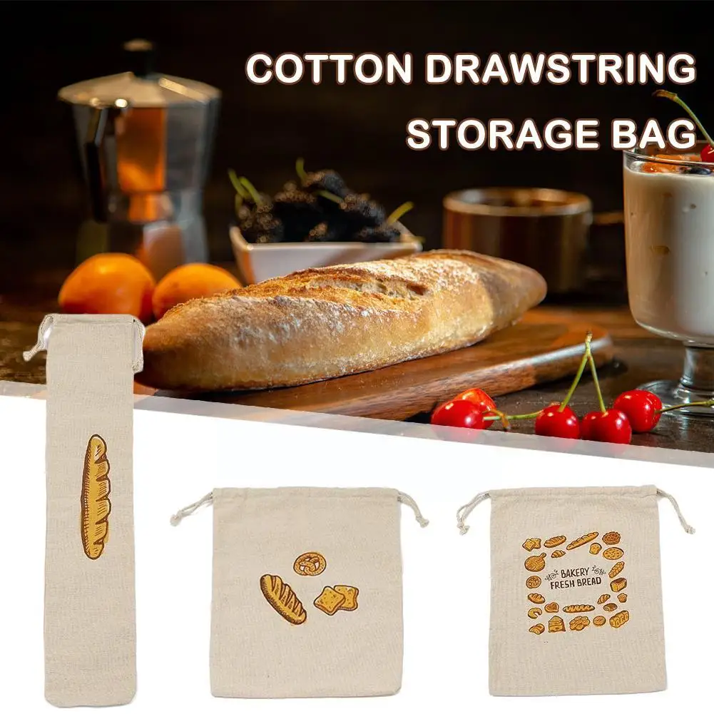 Linen Bread Bag Reusable Drawstring Bag For Homemade Bread