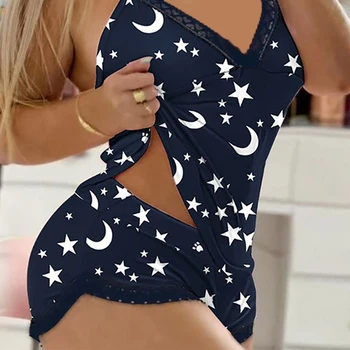 Women Pajama Sets Sexy Sleeveless Soft Pajamas Comfortable V-Neck Sleepwears Female Nightgown Night Wear Satin Nightdress 6