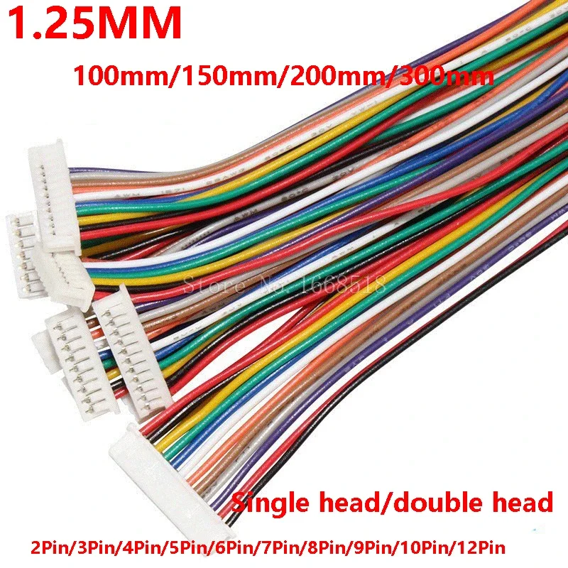 10PCS JST 1.25mm Pitch Female Socket Terminal Plug Wire Connector 2 3 4 5 6 7 8 Pin 10CM/20CM/30CM 28AWG Electronic Wires Cable