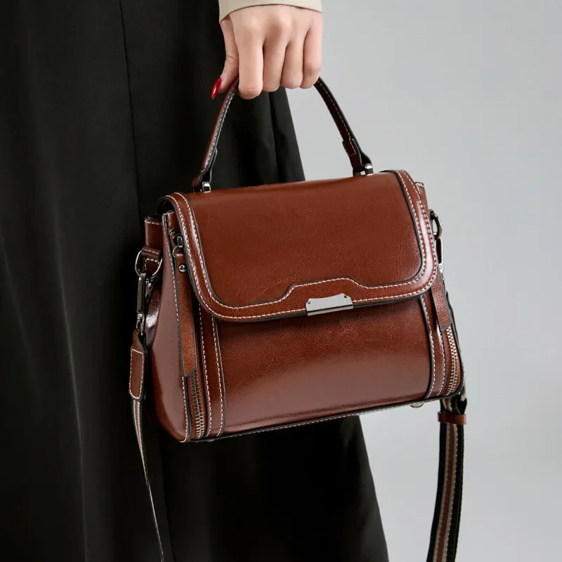 Real Cowhide Leather Women's Handbag Exudes Elegance Lady 2024 New Crossbody Bags Commuting Summer Shoulder Bag High Quality