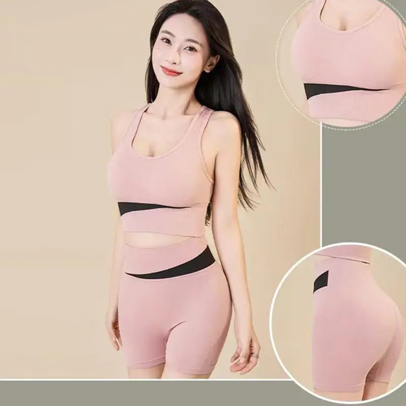 Seamless Sports Underwear Set Quick-drying High-waist Hip Running Fitness Shock-proof Sports Bra Sets Workout Outfit Yoga Wear gym workout set,sportswear set,fitness set,sports bra set