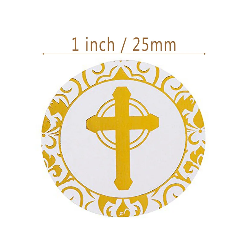 Gilded Round Cross Stickers for Christian Prayer