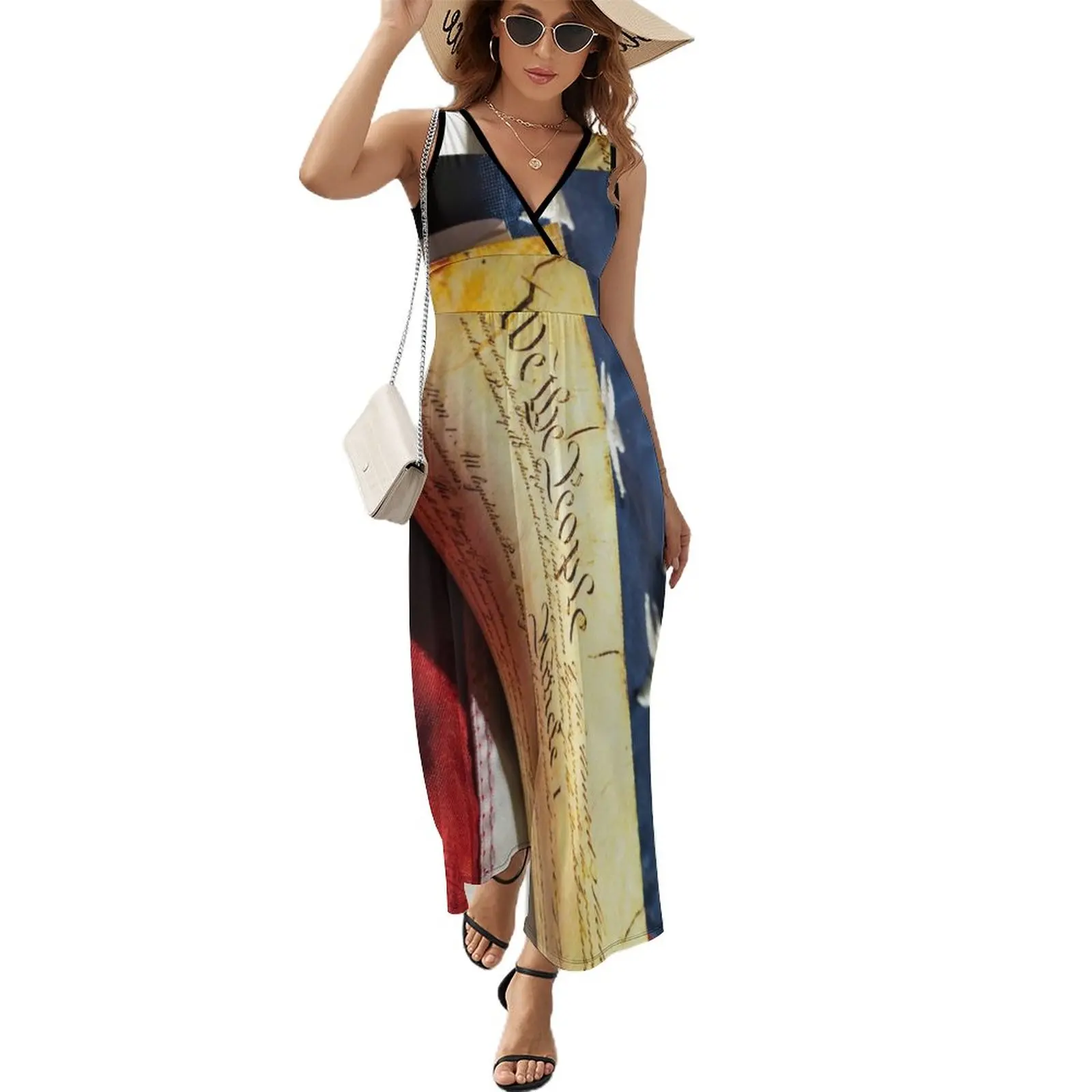 

US Constitution Sleeveless Dress Evening gown summer dress korean women