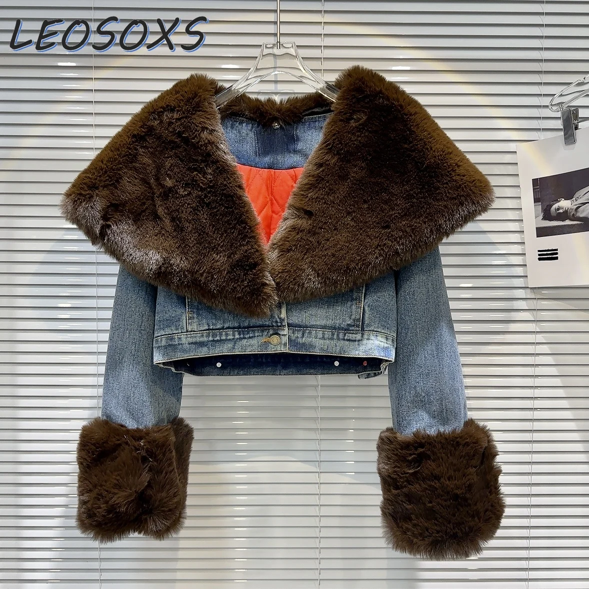 

2023 Autumn Winter New Streetwear Hot Girls Big Lapel Collar Quilted Denim Jacket Top Woman Thick Warm Cotton Jacket Short Coat