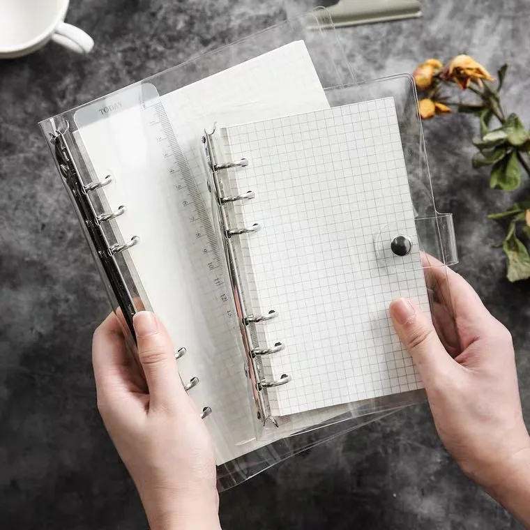 

6 Holes Binder Notebook Loose Leaf Notepad Ring Binder Hand Book Line Grid Dots Daily Weekly Planner Book Inside Paper