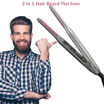 Ferro da stiro a matita in titanio con temperatura regolabile Piccolo ferro da stiro piatto Mini piastra per capelli da uomo Pixie Capelli corti Barba/frangia/bordi 1