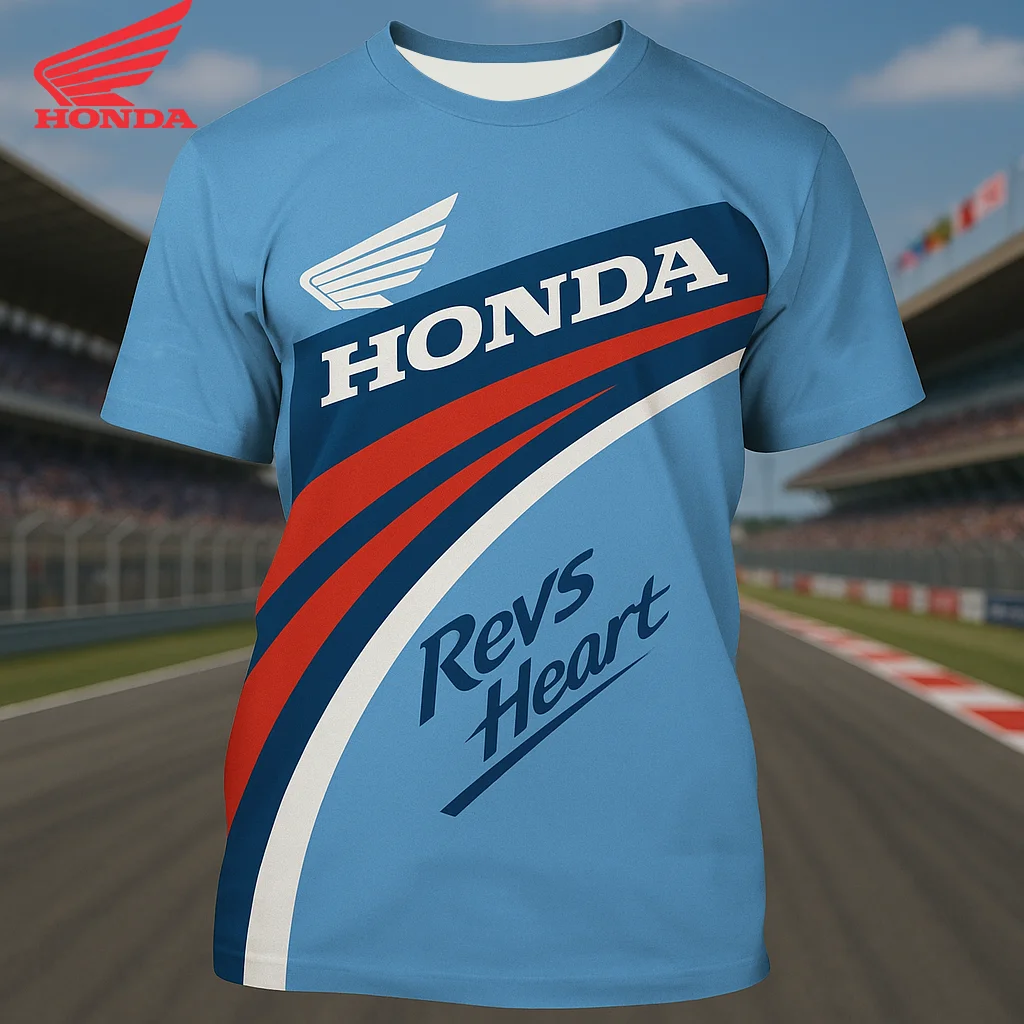 여름 스트릿 스타일 혼다 오토바이 티셔츠 남성 패션 힙합 레이싱 디자인 반팔 티셔츠 데일리 캐주얼웨어