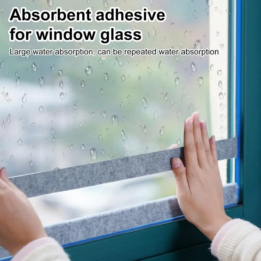 4M/Roll Window Glass Absorbent Sticker Felt Window Condensation Moisture Absorber Strip Self-Adhesive Glass Water Barrier