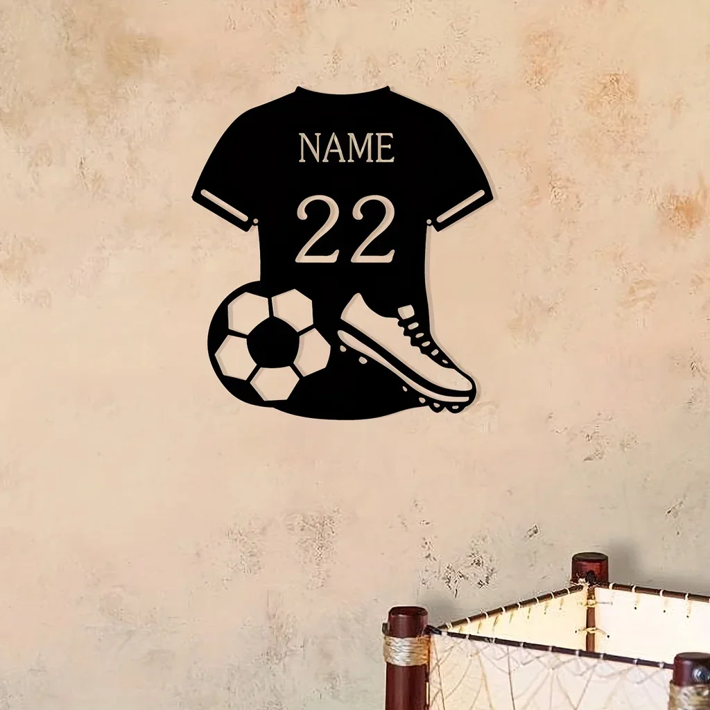 

Hello Young Iron Art Silhouette American Football Jersey Name Number Customized Wall Hanging Decoration Home Decor Sport Sign