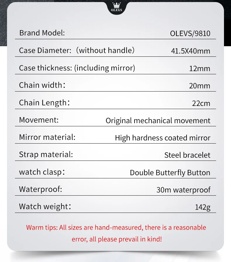 OLEVS 9810 Automatic Watch For Men Dual Calendar Luxury Diamond Scale Business Wristwatch Waterproof Stainless Steel Man Watches