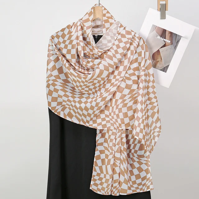 Écharpe Hijab en Mousseline de Soie Imprimée pour Femme, Turban Islamique, Niqab, Bandeau de Sauna, Châle Musulman