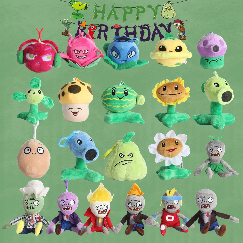 Plants vs Zombies Plüsch-Anhänger Spielzeug Erbsenschütze Kirsche PVZ Sonnenblume Squash Split Pea Weiche Stoffpuppe Taschenanhänger Kindergeschenk – Detail 1
